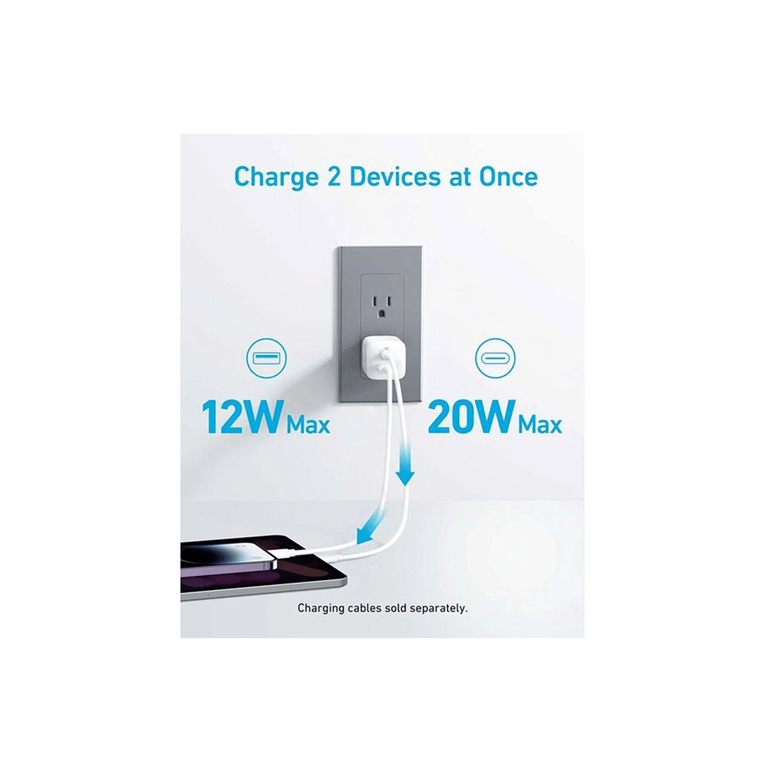 Anker USB C 323 Charger 33W Compact 2-Port Charger - White in Qatar Anker USB C 323 Charger 33W Compact 2-Port Charger - White in Qatar